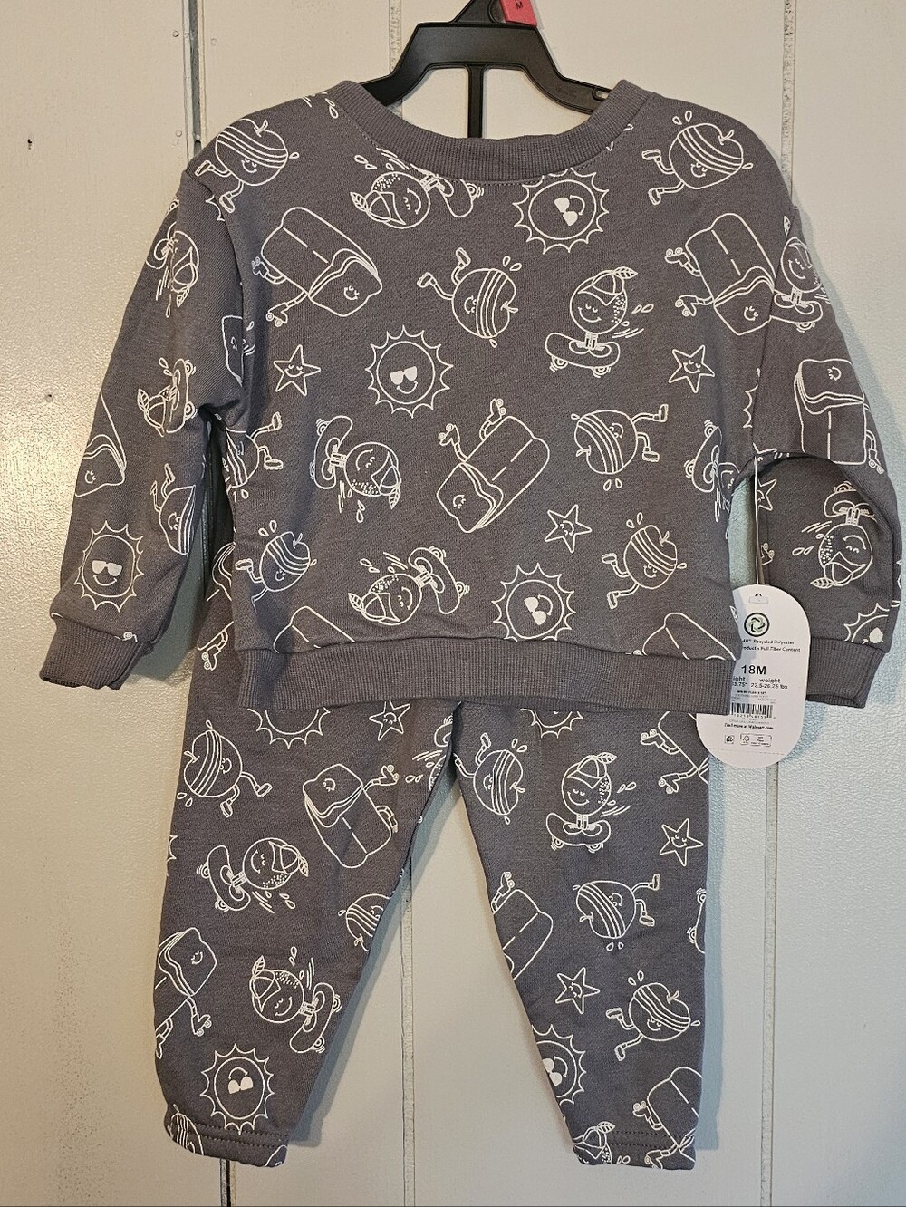 wonder nation Gray Graphic Sweatpants & Top Set